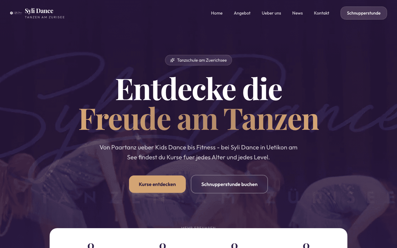 Syli Dance — Tanzstudio-Website mit Hero-Video und mobiler Optimierung.